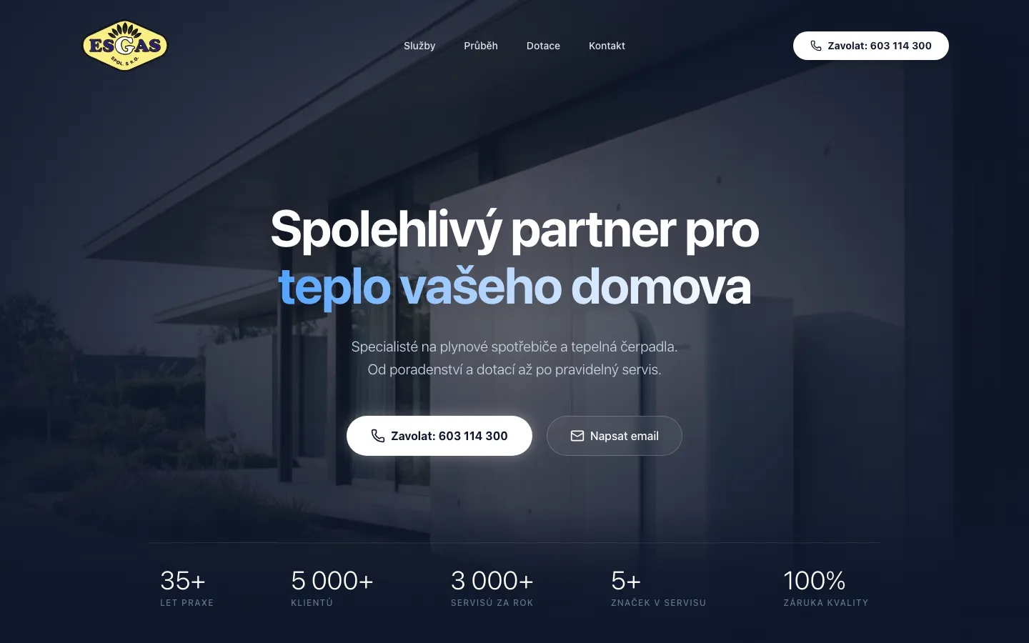 Ukázka webu ESGAS